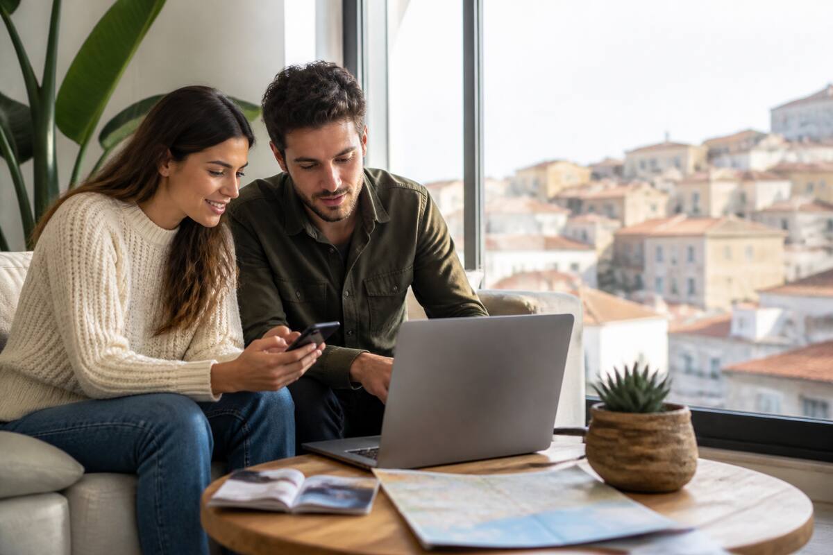 Reisadvies en vakantie inspiratie vergelijken op laptop en telefoon